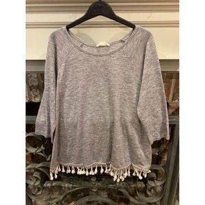 Altar’d State gray tassel top, size women’s small (V)